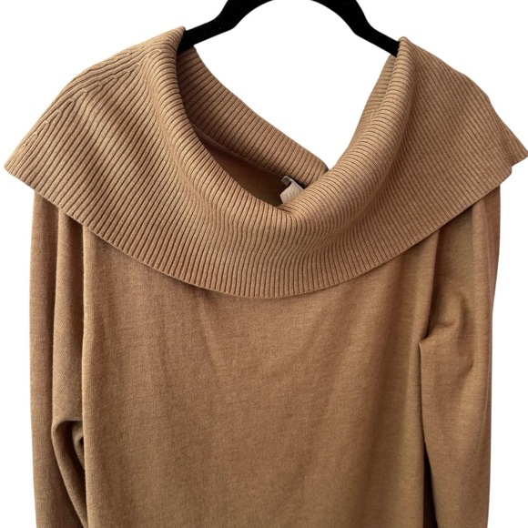NEW Chico’s Camel Colored Cowl Neck Cozy Holiday Sweater Granola Girl Size XL - Picture 3 of 10